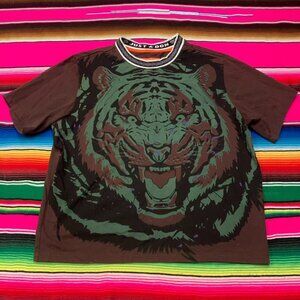Just Don All City Basketball T Shirt Men's M Tiger Graphic All Over Print Brown